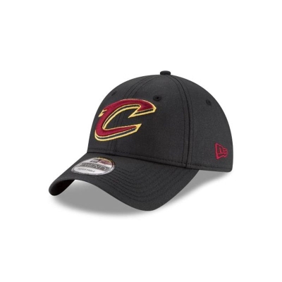 Black Cleveland Cavaliers Hat - New Era NBA Waxed Canvas 9TWENTY Adjustable Caps USA0793281